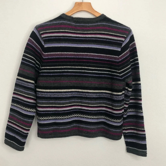 Vintage Striped 100% Wool Cardigan Size 6 Petite - Picture 3 of 7